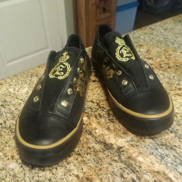 Elvis Shoes Rock and Roll Women Size 9 Black/Gold Rare Embroidered 1977 - Picture 3 of 12